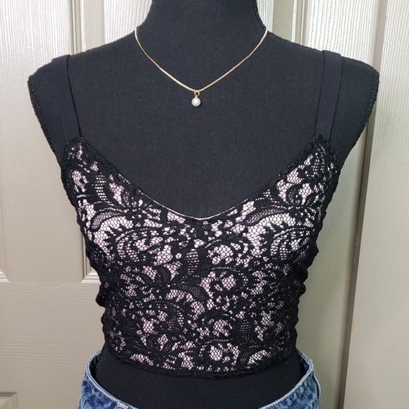 Express strappy black lace over pink bralette size m/l - Picture 1 of 6